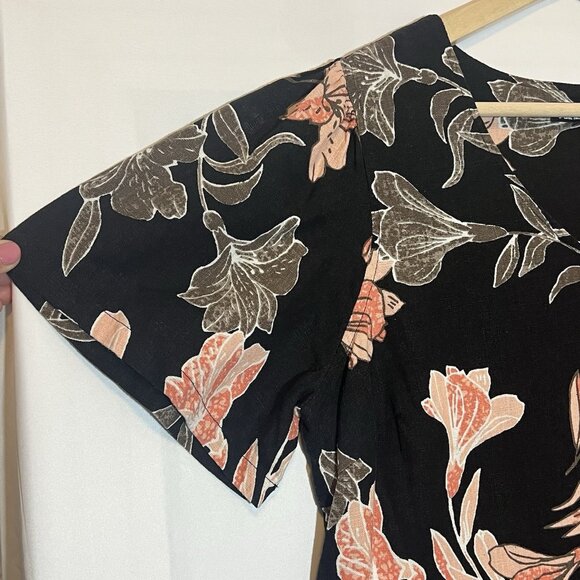 Nicole Miller Original Shift Dress Linen Blend Medium Size Floral V Neck - Picture 9 of 12